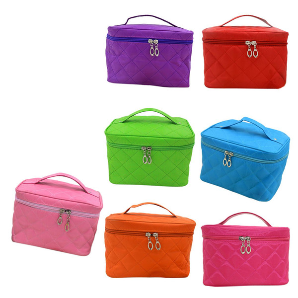 New Zipper Cosmetic Storage Make up Bag Handle Train Case Purse-S