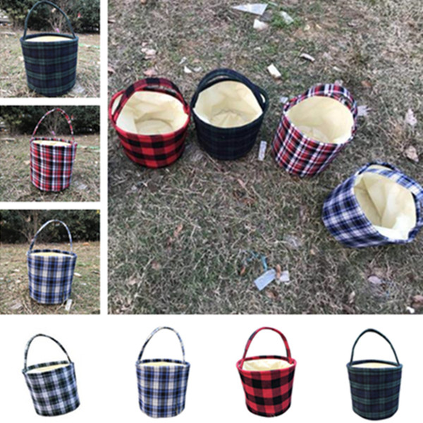 Newest Easter bag plaid cotton baskets Large capacity bag Simple and beautiful gift handbag high quality Basket T7D5004