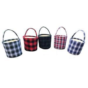 Easter Basket Plaid Easter Bucket Handmade Reversible Fabric Storage Basket Candy Bags Kids Handbags Plaid Picnic Buckets Bag GGA1649