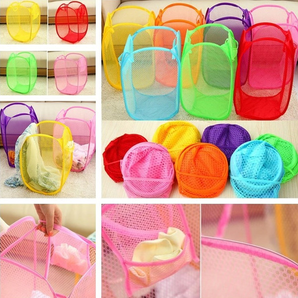 Hot Sale Large Size Fashion Color Net Dirty Clothes Baskets Folding Dirty Clothes Collecting Basket Laundry Basket Storage BasketsT7D002