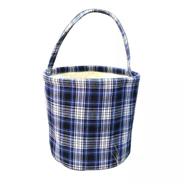 50pcs NEW Easter Bucket Personalized Kids Plaid Easter Basket Buffalo Plaid Handmade Reversible Fabric Storage Basket