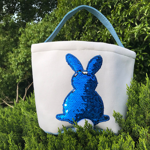 Easter Basket Mermaid Sequins Rabbit Easter bag Basket Personalized Easter Sequin Bunny Kids Bucket wholesale sf shipping