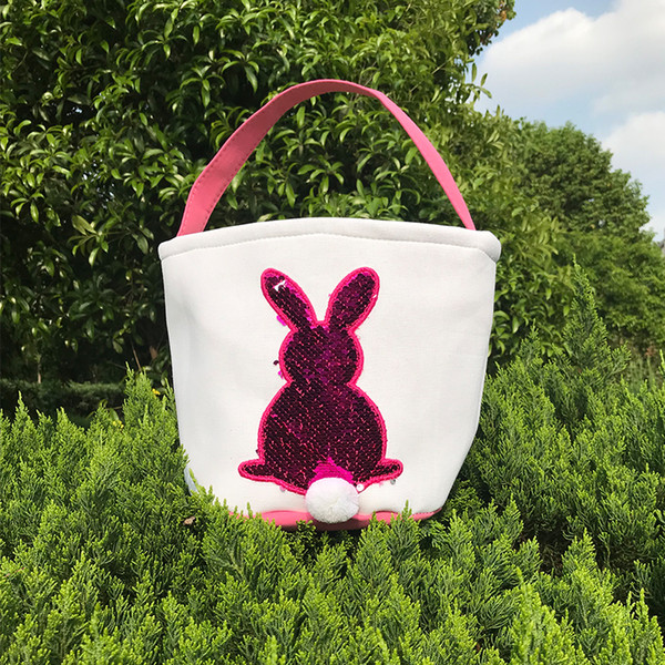 Easter Basket Mermaid Sequins Rabbit Easter bag Basket Personalized Easter Sequin Bunny Kids Bucket 2019 new style