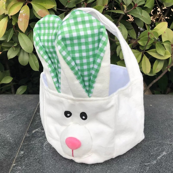 Easter Baskets cute bunny ear basket Canvas Easter Bucket Personalized Easter Basket Handmade Reversible Fabric Storage 2019 wholesale