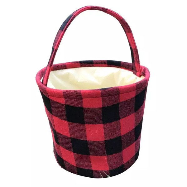 wholesale NEW Easter Bucket Personalized Kids Plaid Easter Basket Buffalo Plaid Handmade Reversible Fabric Storage Basket