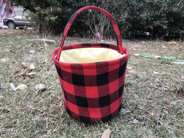 sf NEW Easter Bucket Personalized Kids Plaid Easter Basket Buffalo Plaid Handmade Reversible Fabric Storage Basket