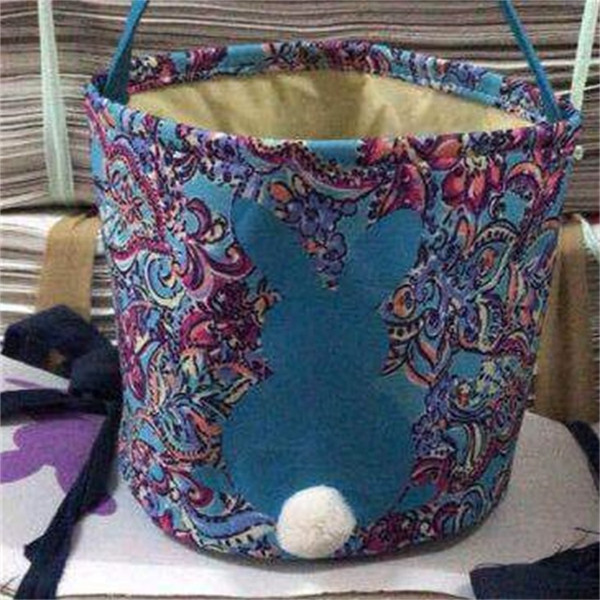 Easter Basket Large Canvas Rabbit Pattern Lilly Bucket Bag Wholesale New Design Personlized Lovely Gift Lilly Bunny Easter Basket 100pcs