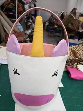 Easter Basket Large Canvas unicorn Pattern colored Bucket Bag Wholesale New Design Lovely Gift unicorn Easter Basket 2019