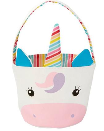 Easter Basket Large Canvas unicorn Pattern colored Bucket Bag Wholesale New Design Lovely Gift unicorn Easter Basket 100pcs sf