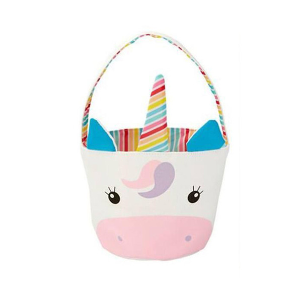 Easter Basket Large Canvas unicorn Pattern colored Bucket Bag Wholesale New Design Lovely Gift unicorn Easter Basket all free shipping