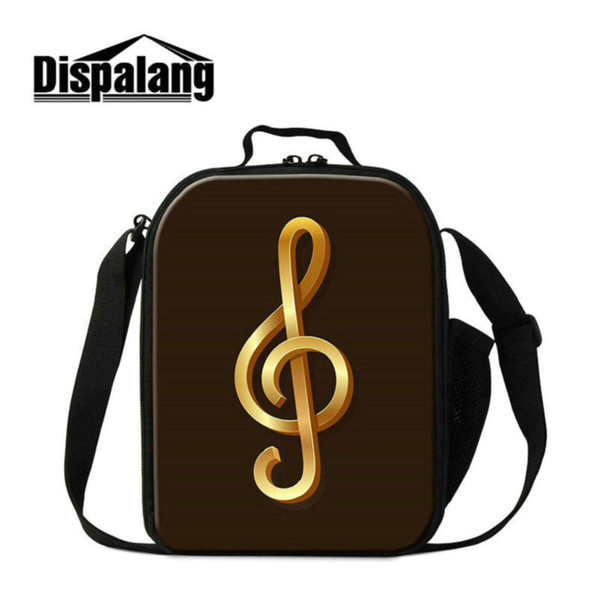 Women Small Food Storage Bag Guitar Musical Note Printing Messenger Lunch Bags For Children Outdoor Portable Picnic Thermal Lunch Cooler Bag