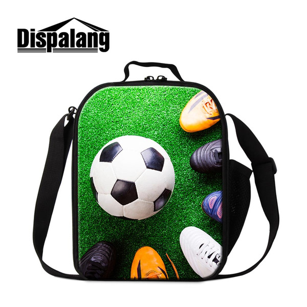 3D Print Soccer Patterns on Insulated Lunch Bag High Quality Food Bags Unique Small Messenger Bags for Food Portable Meal Bag for Children