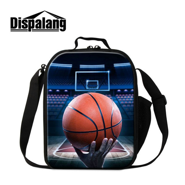 Popular Lunch Bags for Boys Pretty Cross Body bags Lunch Pack Insulated Storage Bag Portable Picnic Bag Basketball patterns on lunch sack