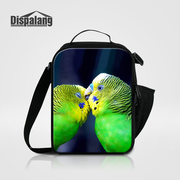 Cute Bird Pet Printing Thermal Lunch Bags For Girls Boys Colorful Parrot Animal Portable Insulated Cooler Bag Lunchbox Small Lancheira Bolsa