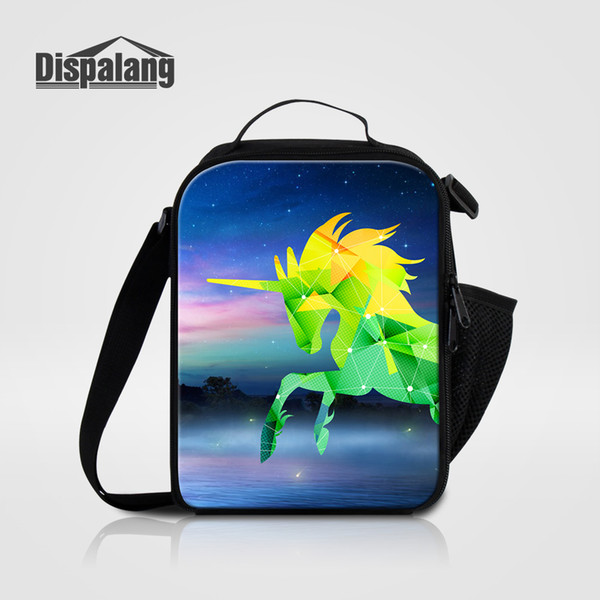 Women Travel Outdoor Lunch Messenger Bag 3D Unicorn Pattern Kid Insulated Thermal Lunch Cooler Container Children Small Picnic Food Lunchbox