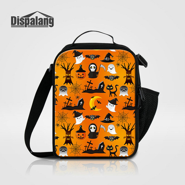 New Portable Thermal Insulated Lunch Bags With Water Pocket Skull Design Food Picnic Lunch Cooler Bag Women Cartoon Lunch Box For Children