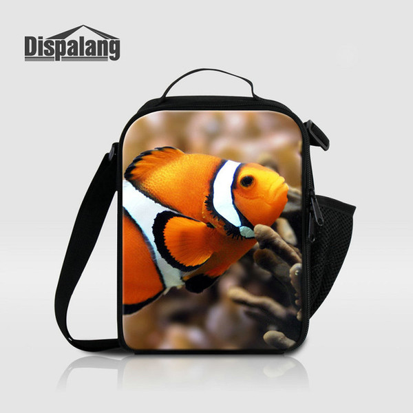 Portable Lunch Bags For Children Cute Amphiprion Nigripes Printing Canvas Cooler Bag Kids Insulated Messenger Lunchbox For School Food Bolsa