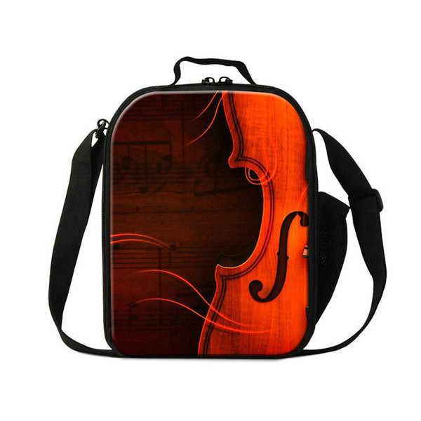 New Portable Thermal Lunch Bags For Children Violin Design Women Insulated Cooler Bag Musical Note Small Lancheira Students School Lunchbox