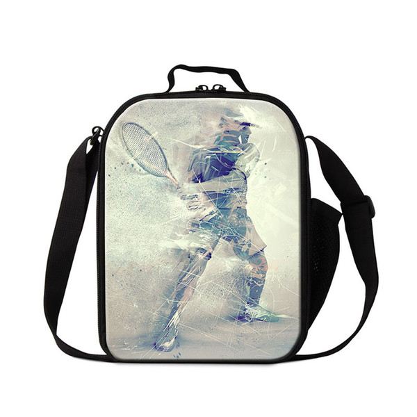 Custom Lunch Bags for Teenagers Tennis Patterns on Lunch Pouch for College Students Boy's Cooler Lunch Handbags for Men Food Cooler Bags