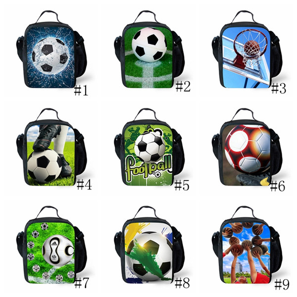 Football Lunch Bags Soccer Football Printing Kids Cooler Lunch Box Shoulder Bag Outdoor Picnic Storage Isothermic Bags 18styles GGA1892