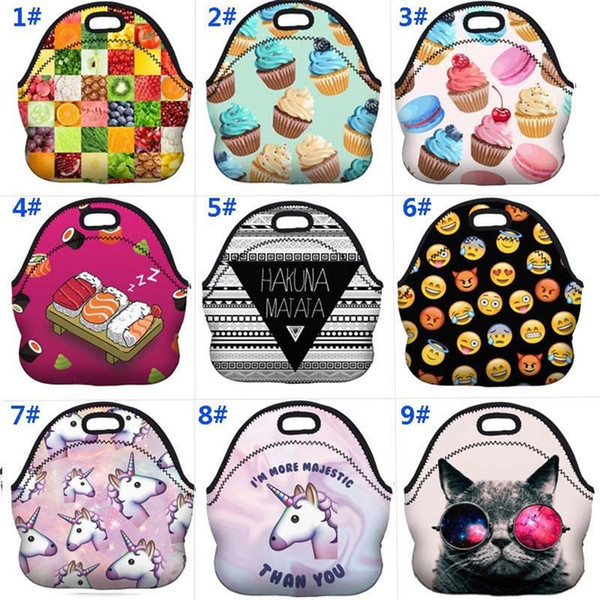 3D Thermal Insulated Lunch Tote bag Emoji Unicorn Flamingo Waterproof Neoprene Picnic Snack Bags Lunch bag Insulation bags mk757