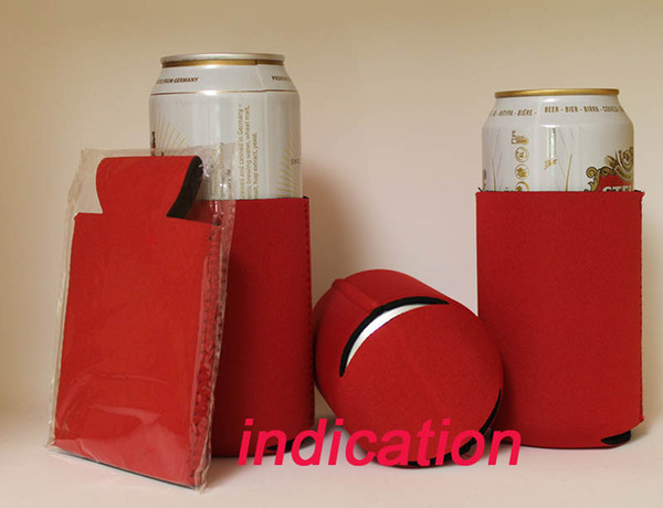 20pcs/lot Custom Red Color Stubby Beer Cooler Holder Picnic Cool Bag Can Cooler Sleeve For Wedding Gifts Party Comp & Bar