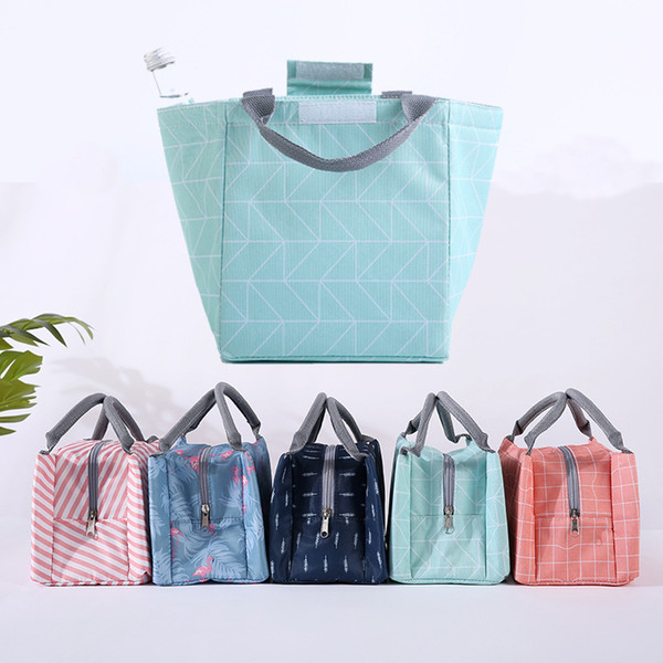 Food Picnic Lunch Boxes Portable Insulated Canvas Lunch Bag Flamingo Print Lunch Bags Tote for Women Cooler Bag