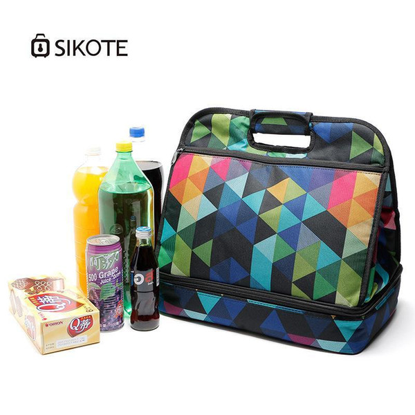 SIKOTE 22L Oxford Cloth Cooler Bag Big Capacity Double Layer Women Lunch Bag Portable Keep Fresh For And Wine Thermal Bags