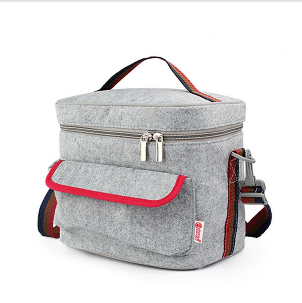 Lunch box Thermal Insulated Felt and tin foil gray Double layer Portable bags for Kids Portable Picnic School staff member