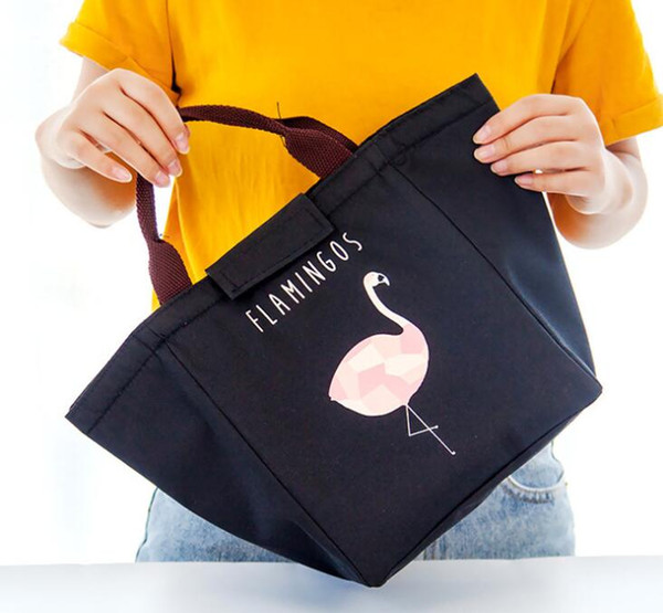 5PCS Flamingo Cute Tthermal Lunch Bag Waterproof Oxford Beach Tote Bag Food Picnic Insulation Pouch Sweet Handbag Cooler Bag