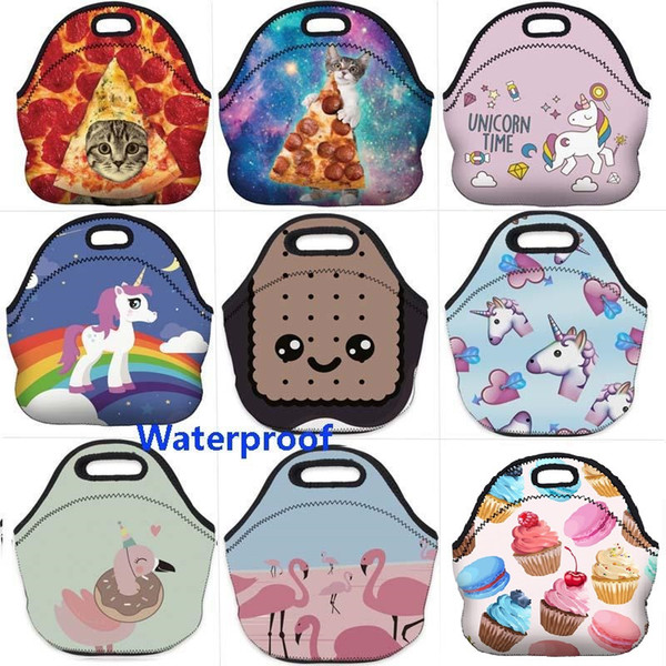 3D Thermal Insulated Lunch Box Emoji Unicorn Flamingo Waterproof Neoprene Picnic Snack Bags Cooler Storage bag Containers Organization mk757