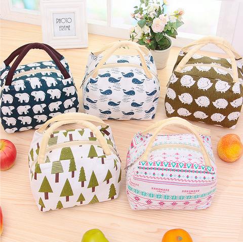 2017 Hot Variety Pattern Lunch Bag Portable Insulated Canvas Iunch Bag Thermal Food Picnic Lunch Bags For Women Kids