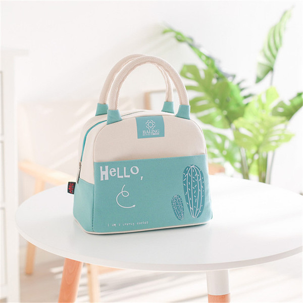 2019 Japanese style insulated bag portable canvas aluminum film insulation bag Student with rice lunch box bag