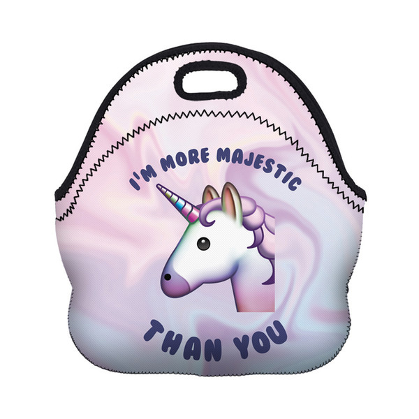 Hot Explosions Lunch Bag Creative Novel Diving Material HD 3D Unicorn Expression Printing Lunch Box Bag Insulation Lunch Bag