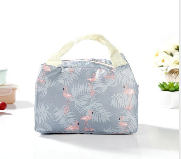 50pcs 5Styles New geometric pattern Lunch Bag Tote Bag Lunch Organizer Handle Insulation Cold Picnic Food Storage Box Thermal Canvas Box