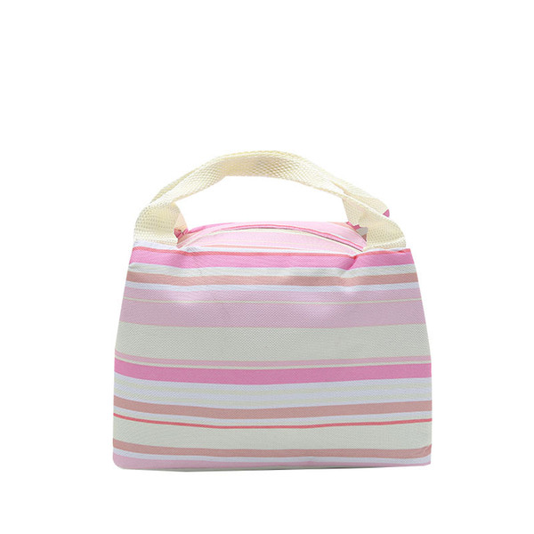 Practical Portable Colorful Stripes Design Insulated Thermal Cooler Lunch Box Carry Tote Storage Bag Picnic Handbag