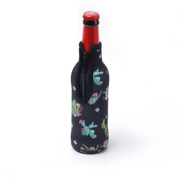 Bullskull Can Cooler Neoprene Pink Cactus, Aqua Bull Head Beer Sleeve Customized Print Floral Botter Holder DOM508