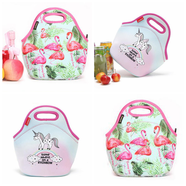 Neoprene Unicorn Flamingo Food Bag Cartoon Lunch Tote Bag Cooler Bag Food Carrier Thermal Isothermic Bags OOA5385