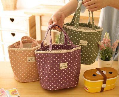 Explosion Fashion Creative Eenvironmental Health Multi-Color Lunch Boxes Cute Sweet Wave Cotton Canvas Waterproof Insulation Package