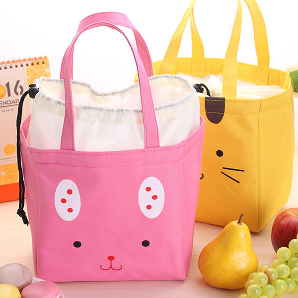 Thickening Insulation Waterproof Portable South Korea Brown Handbag Lunch Meal Lunch Box Cut Cartoon Small Bag Free Shipping