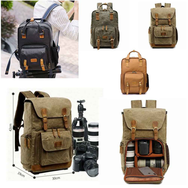 Camera Canvas Backpack Waterproof Lens Case Rucksack Knapsack Photography Travel Bag for DSLR SLR Canon EOS Nikon Sony