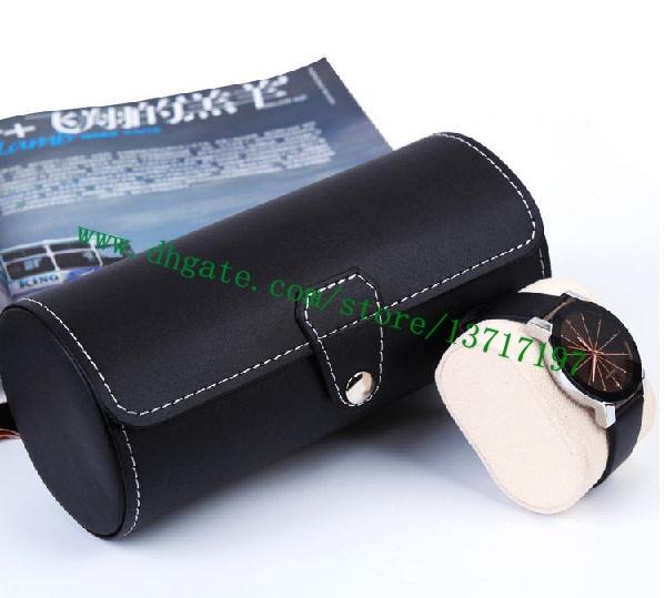 Top Grade Black Mono Eclipse Canvas Coated Leather 3 WATCH CASE M43385 Designer Real Calfskin Watch Holder Cylinder-shaped