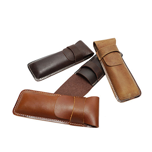 New pattern Top layer leather Tool bag Retro trend Male and female general-purpose Pen bag Personalized customization Real leather