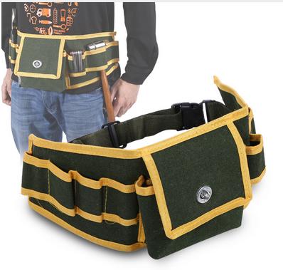 A Tool Bag of Portable Multifunctional Canvas Tool Belt Bag Electrician Pouch Holder Mechanic Waist Pack Belt Instrument Case