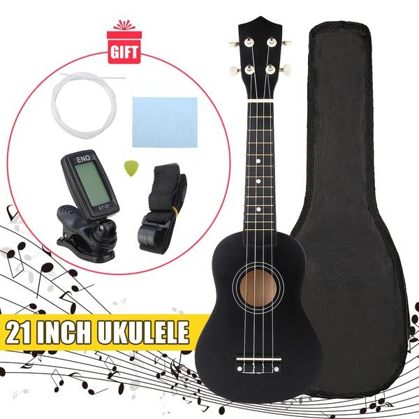 21 Inch 12 Fret Soprano Ukulele Ukelele Hawaii Guitar + Tuner + Strings Pick Strap + Carrying Bag Musical Instrument Kit