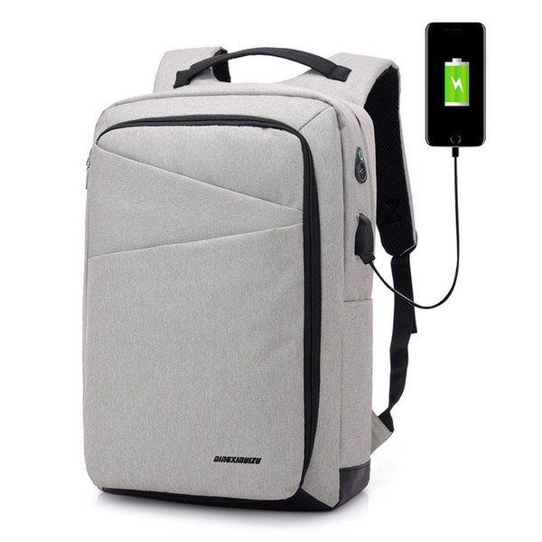 2019 luxury designer Men's smart USB interface charging shoulder canvas polyester student bag waterproof business casual computer backpack