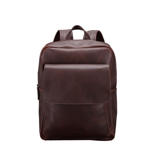 wholesale Korean fashion new style man's quality crazy horse PU laptop bag male's vintage blanket roll shoulders backpack travelling bag hot