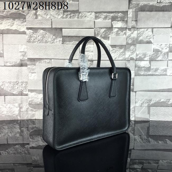 Men laptop bags real Leather single zipper 28cm wide Cross Grain Notebook cases Men business casual briefcases Honest orders !!!