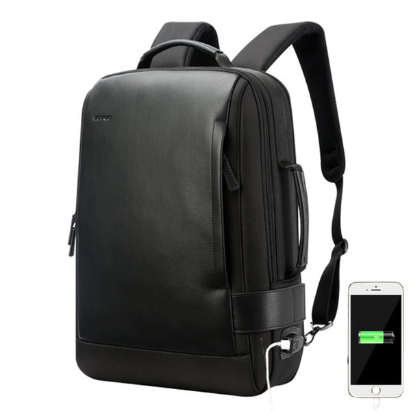 BOPAI Brand Enlarge Backpack USB External Charge 15.6 Inch Laptop Backpack Shoulders Men Anti-theft Waterproof Travel Backpack