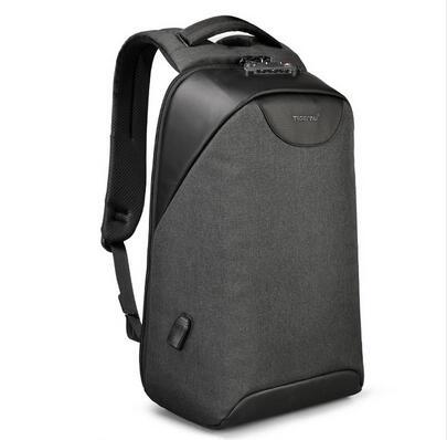 Keyless anti-theft lock men's fashion backpack for 15.6-inch USB charging laptop men